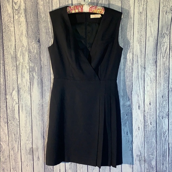 Tory Burch Wool Stretch Navy Suiting Pleat Dress 4 - Picture 2 of 9